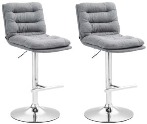 2er Set Barhocker Damar Stoff chrom grau