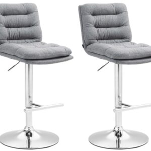 2er Set Barhocker Damar Stoff chrom grau