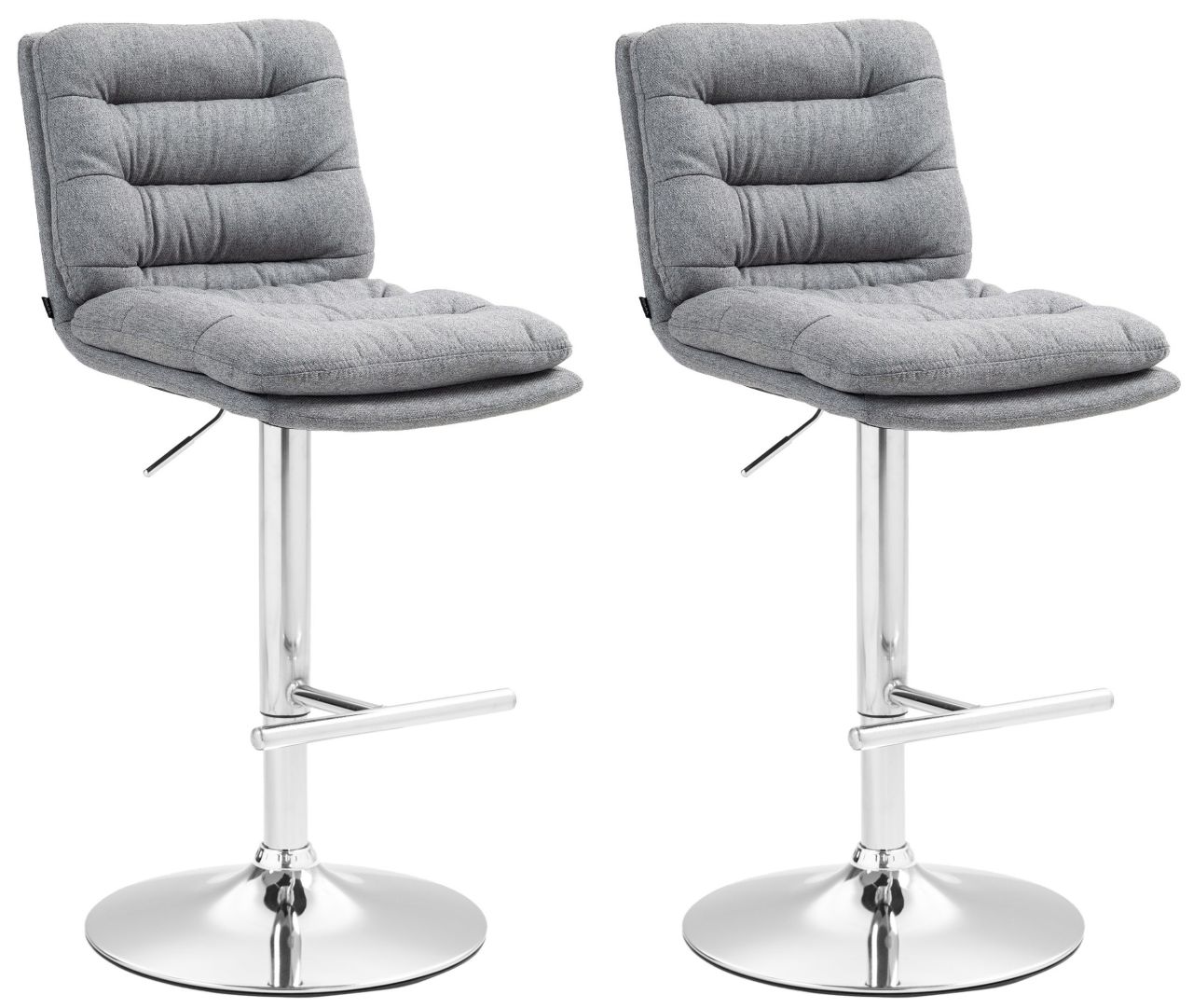 2er Set Barhocker Damar Stoff chrom grau 1 2er Set Barhocker Damar Stoff chrom grau