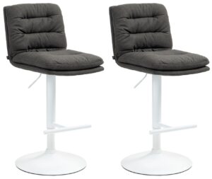 2er Set Barhocker Damar Stoff weiss dunkelgrau