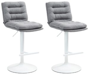 2er Set Barhocker Damar Stoff weiss grau