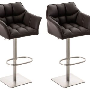 2er Set Barhocker Damaso Kunstleder edelstahl braun