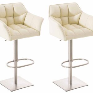 2er Set Barhocker Damaso Kunstleder edelstahl creme