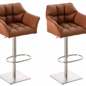 2er Set Barhocker Damaso Kunstleder edelstahl hellbraun
