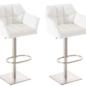 2er Set Barhocker Damaso Kunstleder edelstahl weiß