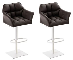 2er Set Barhocker Damaso Kunstleder weiss braun