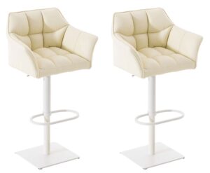 2er Set Barhocker Damaso Kunstleder weiss creme