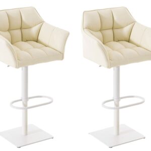 2er Set Barhocker Damaso Kunstleder weiß creme
