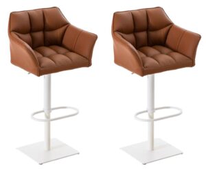 2er Set Barhocker Damaso Kunstleder weiss hellbraun