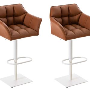 2er Set Barhocker Damaso Kunstleder weiß hellbraun