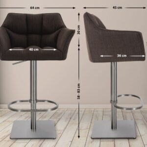 2er Set Barhocker Damaso Stoff edelstahl braun