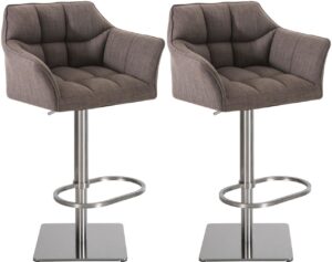 2er Set Barhocker Damaso Stoff edelstahl grau