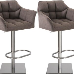 2er Set Barhocker Damaso Stoff edelstahl grau