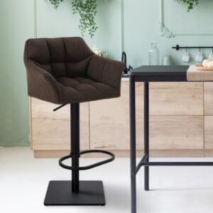 2er Set Barhocker Damaso Stoff schwarz braun