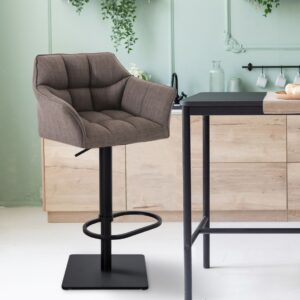 2er Set Barhocker Damaso Stoff schwarz grau