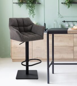 2er Set Barhocker Damaso Stoff schwarz titangrau