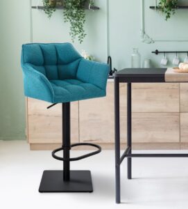 2er Set Barhocker Damaso Stoff schwarz tuerkis