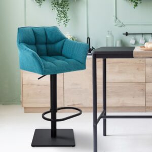 2er Set Barhocker Damaso Stoff schwarz türkis