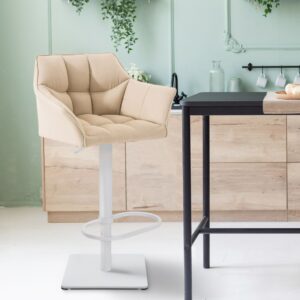 2er Set Barhocker Damaso Stoff weiß creme