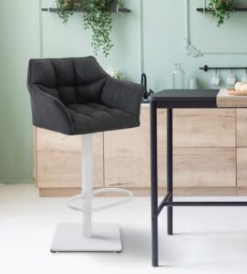 2er Set Barhocker Damaso Stoff weiss dunkelgrau