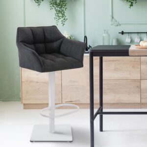 2er Set Barhocker Damaso Stoff weiß dunkelgrau