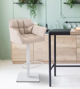 2er Set Barhocker Damaso Stoff weiss elfenbein