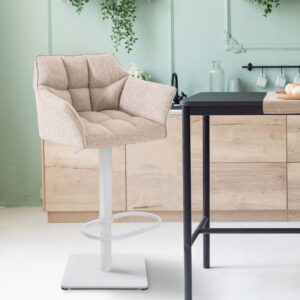 2er Set Barhocker Damaso Stoff weiß elfenbein