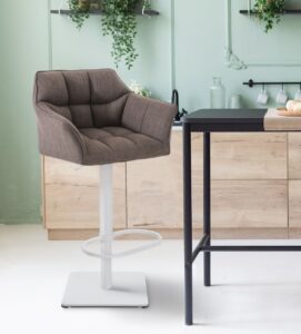 2er Set Barhocker Damaso Stoff weiss grau