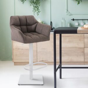 2er Set Barhocker Damaso Stoff weiß grau