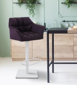 2er Set Barhocker Damaso Stoff weiss lila