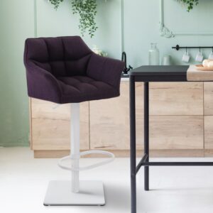 2er Set Barhocker Damaso Stoff weiß lila
