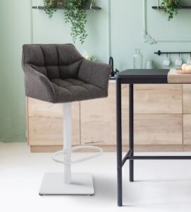 2er Set Barhocker Damaso Stoff weiss titangrau