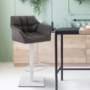 2er Set Barhocker Damaso Stoff weiß titangrau