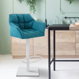 2er Set Barhocker Damaso Stoff weiß türkis