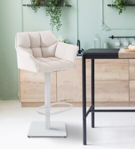 2er Set Barhocker Damaso Stoff weiss weiss