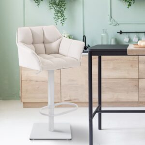 2er Set Barhocker Damaso Stoff weiß weiß