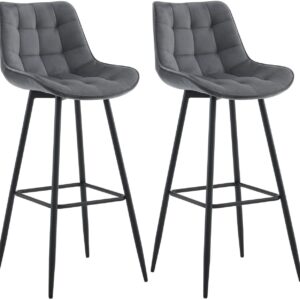 2er Set Barhocker Dartford Samt dunkelgrau