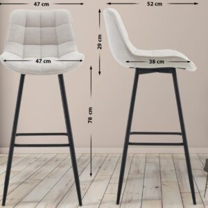 2er Set Barhocker Dartford Stoff creme