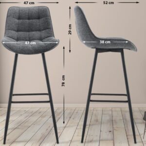 2er Set Barhocker Dartford Stoff dunkelgrau