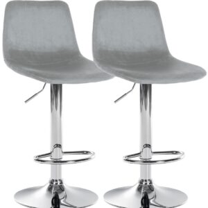 2er Set Barhocker Divo Samt Chrom grau