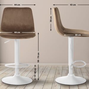 2er Set Barhocker Divo Samt Weiß braun