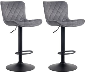 2er Set Barhocker Emma Samt dunkelgrau