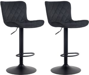 2er Set Barhocker Emma Samt schwarz