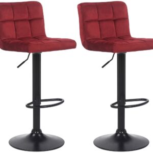 2er Set Barhocker Feni Samt rot