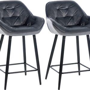 2er Set Barhocker Gibson 76 Samt dunkelgrau