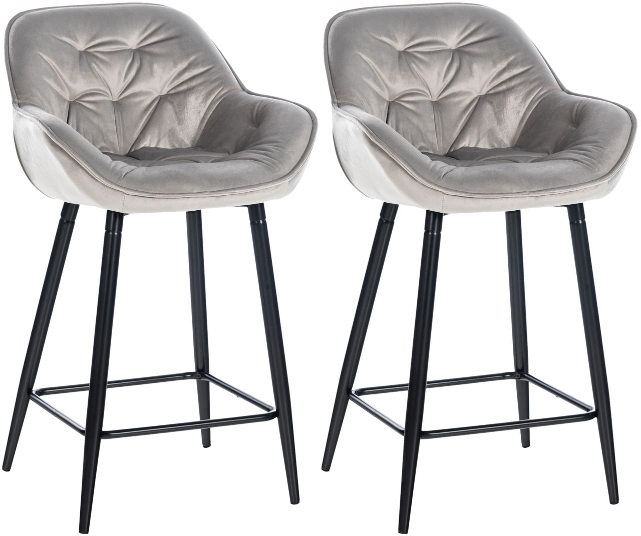 2er Set Barhocker Gibson 76 Samt grau 1 2er Set Barhocker Gibson 76 Samt grau