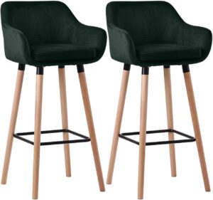 2er Set Barhocker Grant Samt gruen
