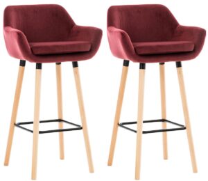 2er Set Barhocker Grant Samt rot