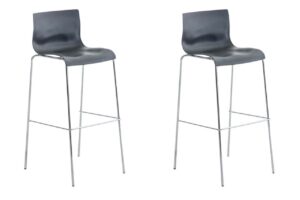 2er Set Barhocker Hoover Kunststoff 4 Fuss Gestell chrom grau
