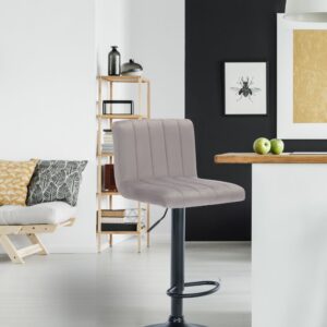 2er Set Barhocker Jamie Samt grau